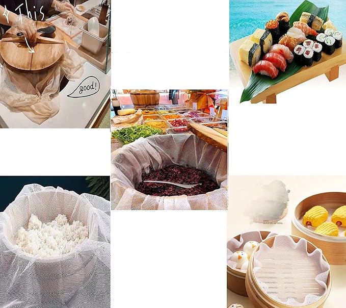 2Pcs Rice Net, 45 x 39 inch Sushi Rice Cooking Net,Non-Stick Rice Cooker Napkin,Reusable Home or Commercial Rice Net,Fine Mesh Steam Cloth