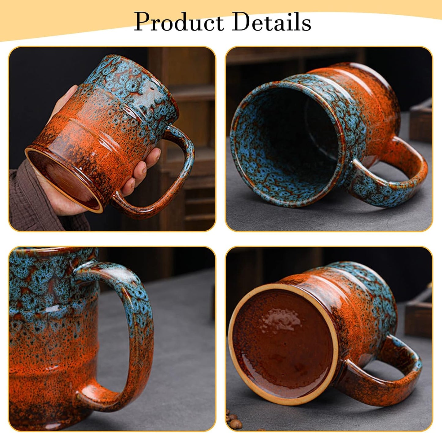 Coffee Mug,20 Oz Coffee Cups Ceramic Tea Cup Large Coffee Mug for Office and Home - Dishwasher and Microwave Safe Novelty Coffee Mugs, 1pcs. (multicolour-4pcs)