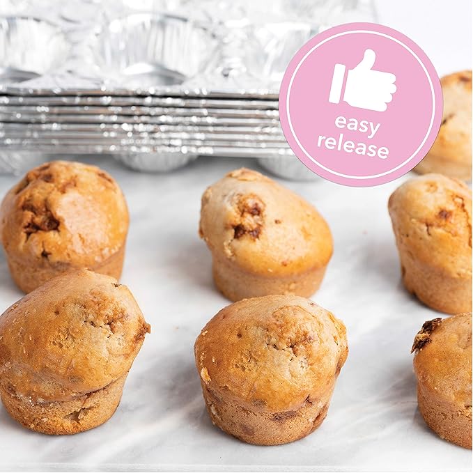 PLASTICPRO Aluminum Foil Muffin Pans Reusable and Disposable, Holds 6 Cupcakes/Muffin & Pie foil Pan Pack of 10