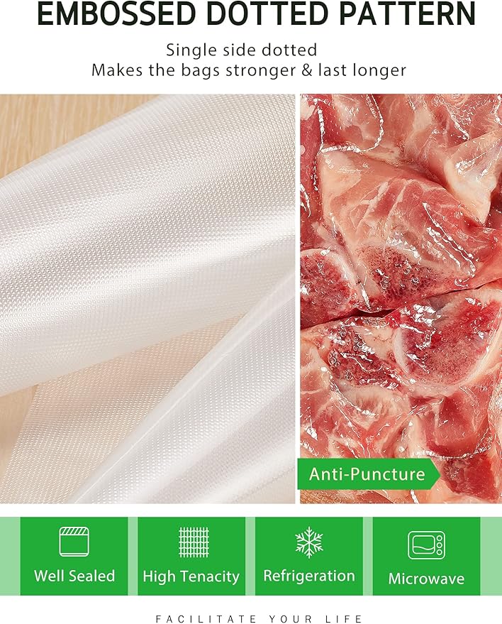 Syntus 11" x 150' Food Vacuum Seal Roll Keeper with Cutter Dispenser, Commercial Grade Vacuum Sealer Bag Rolls, BPA Free Food Vac Bags, Ideal for Storage, Meal Prep and Sous Vide