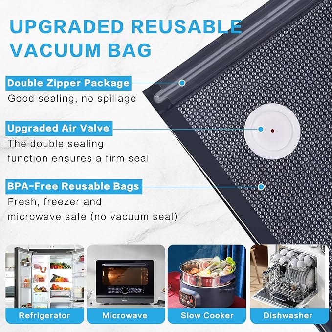 Handheld Vacuum Sealer for Food Powerful Vacuum Sealer Machine,Seal Meal Saver,Portable Food Sealer (Vacuum Sealer Machine + 20 Reusable Vacuum Bags）