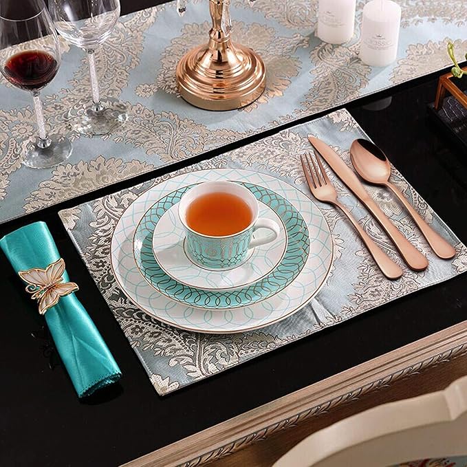 LIANYU Copper Silverware Flatware Set, 60 Piece Stainless Steel Cutlery Set for 12, Mirror Finish, Ideal for Home Hotel Wedding Festival Party, Dishwasher Safe