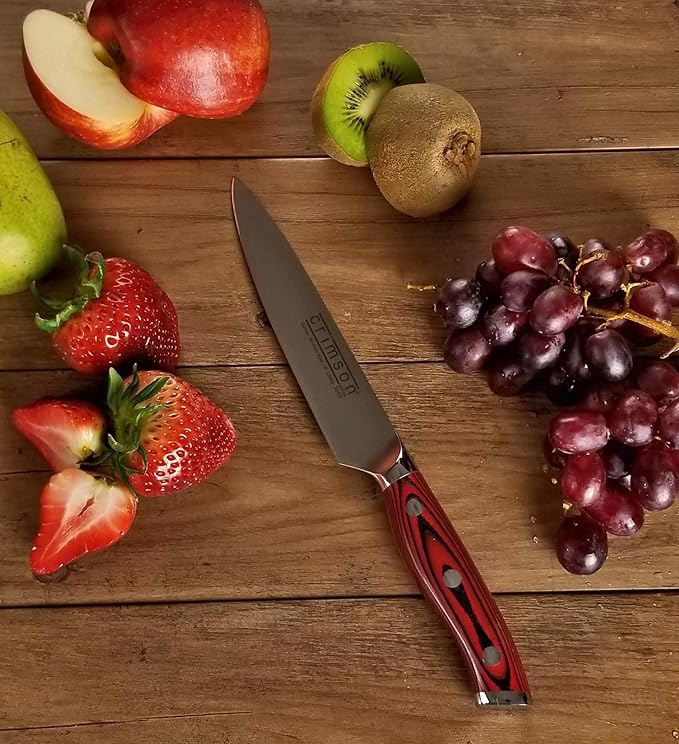 Ergo Chef Crimson Series 6" Boning Utility Knife - Forged German X50CrMoV15 Steel, Ergonomic G10 Handle, Precision Meat Deboning, Fruit & Vegetable Prep
