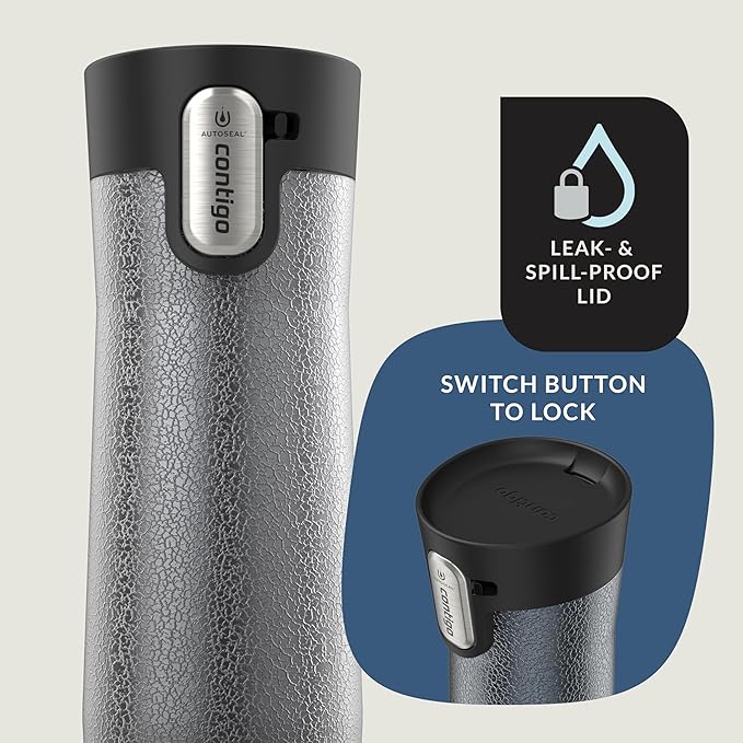 Contigo AUTOSEAL West Loop Vacuum-Insulated Stainless Steel Travel Mug with Easy-Clean Lid 20 oz 2-Pack Crystal Blueberry; Crystal Sake