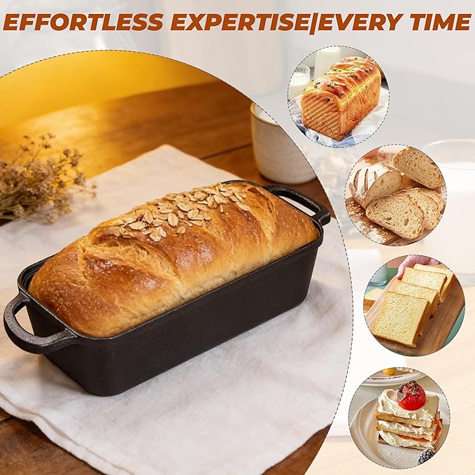 11x5 Inch Cast Iron Loaf Pan, 5.8 Qt Large Dutch Oven Loaf Pan with Lid, Sourdough Bread Baking Pan for Homemade Bread|Meatloaf, Even Heat Distribution & Oven Safe up to 500°F