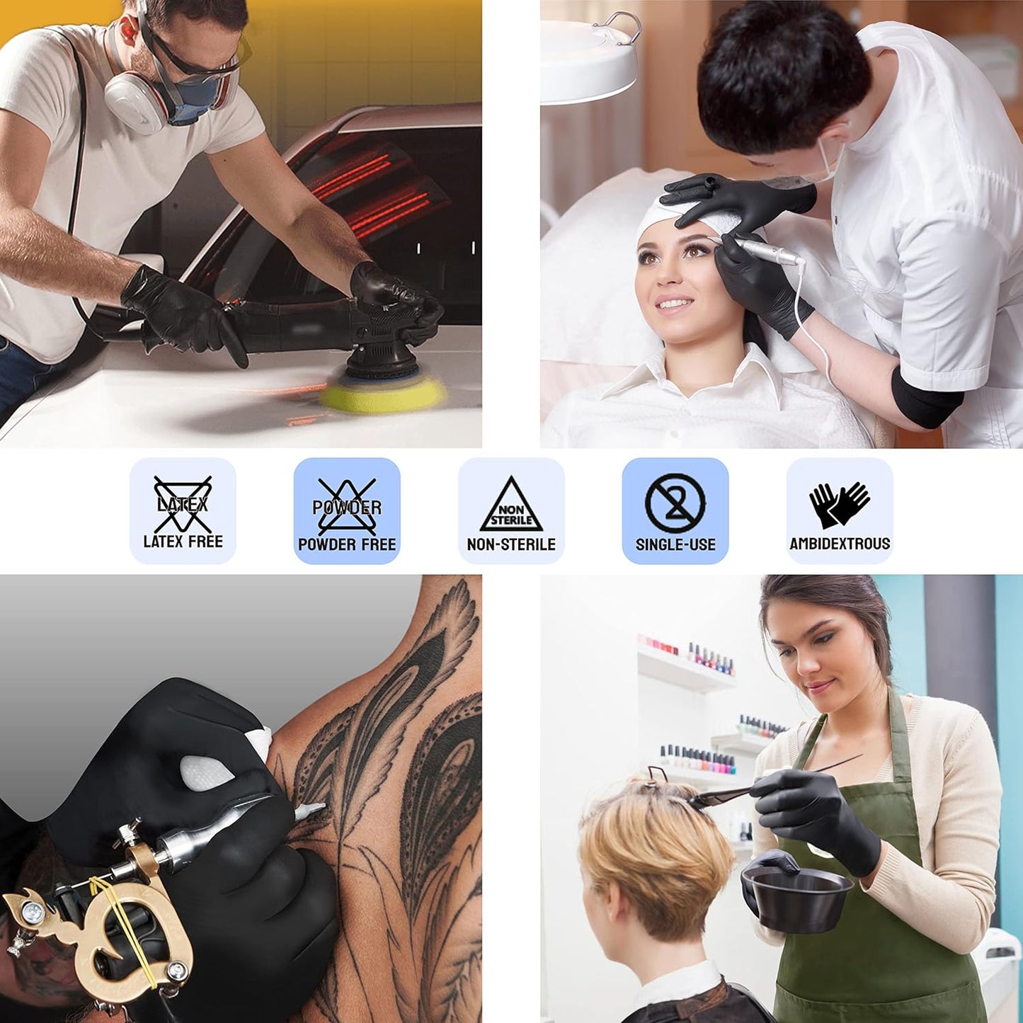 Safe Health HD Industrial Nitrile Black Disposable Gloves, Heavy Duty, 5 Mil, Box of 90, Xlarge, Latex Free, Powder Free, Oil Grease Resistant, Automotive, Mechanic, Maintenance