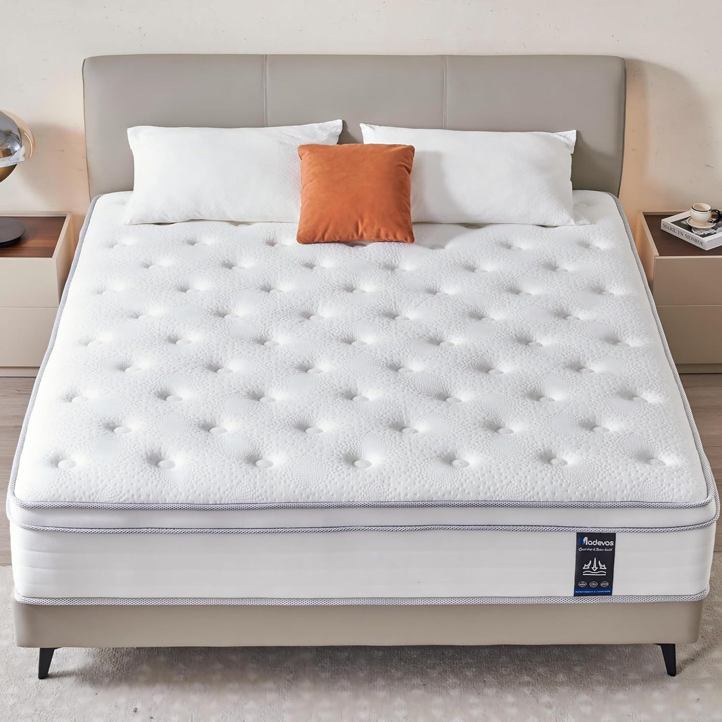 Queen Mattress, 12 Inch Hybrid Mattress in a Box, Memory Foam and Individual Pocket Springs, Soft and Breathable, Soft Feel