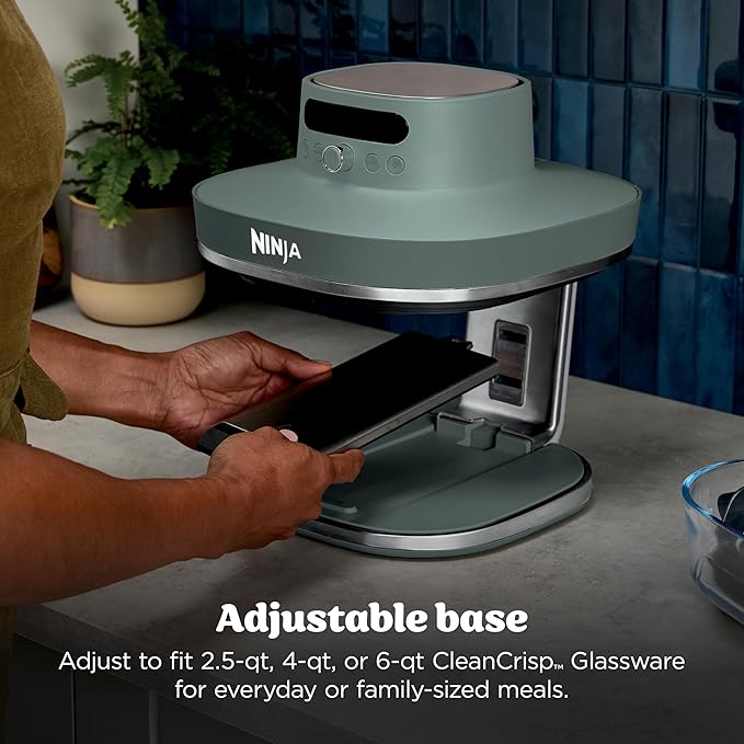 Ninja Crispi Pro 6-in-1 Glass Air Fryer | 450°F, Nontoxic, 6qt & 2.5qt Containers & Lids | Microwave, Freezer, Dishwasher Safe | Max Crisp, Air Fry, Bake, Roast, Recrisp, Dehydrate | Ash Grey, AS101DG