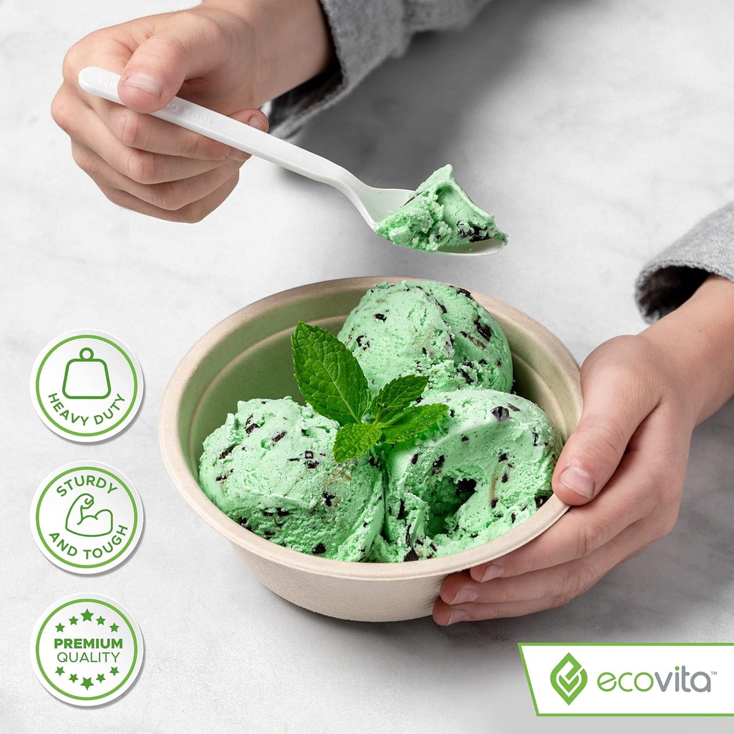 100% Compostable Paper Bowls [16 oz.] – 150 Disposable Bowls Eco Friendly Sturdy Tree Free Liquid and Heat Resistant Alternative to Plastic or Paper Bowls