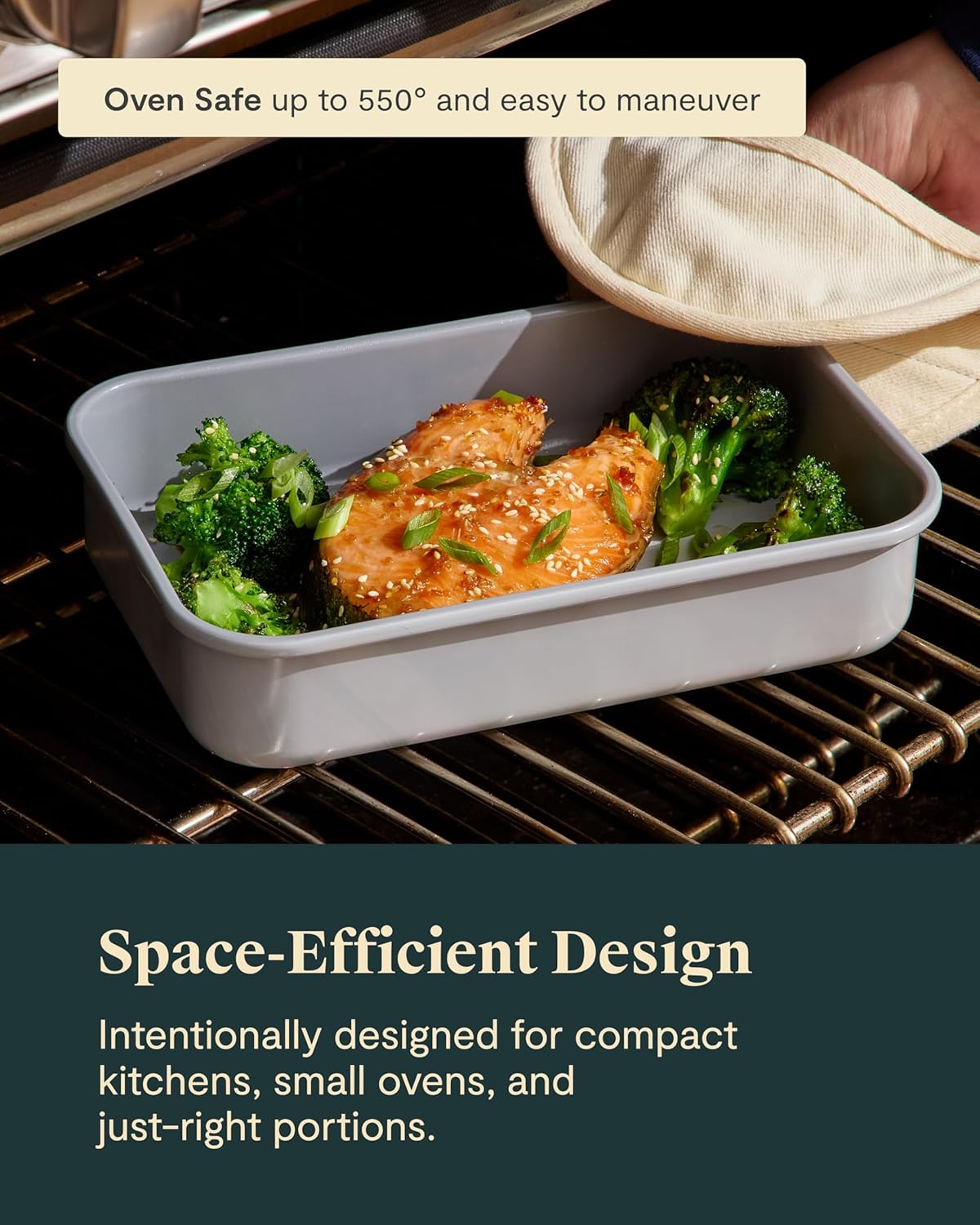 Caraway Nonstick 9” x 6.5” Small Rectangle Baking Pan Duo – Non-Toxic, PTFE & PFOA Free – Aluminized Steel Core – Deep Ceramic Baking Pan for Casseroles, Lasagna & More - Marigold