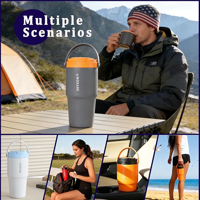 Portable Coffee Maker Mug for Travel,Mini Espresso Coffee Machine,20 oz Thermos Cup with Lid Fast Extraction Electric Filter Brewer,Insulated Stainless Steel Tumbler(Red)