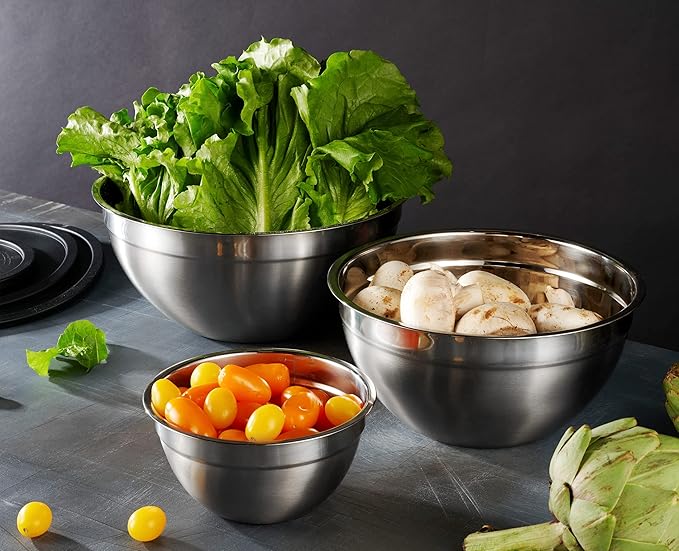 Table Concept Mixing Bowls with Airtight Lids, Stainless Steel Nesting Bowl Set for Space Saving Storage, Ideal for Cooking, Baking, Prepping & Food Storage