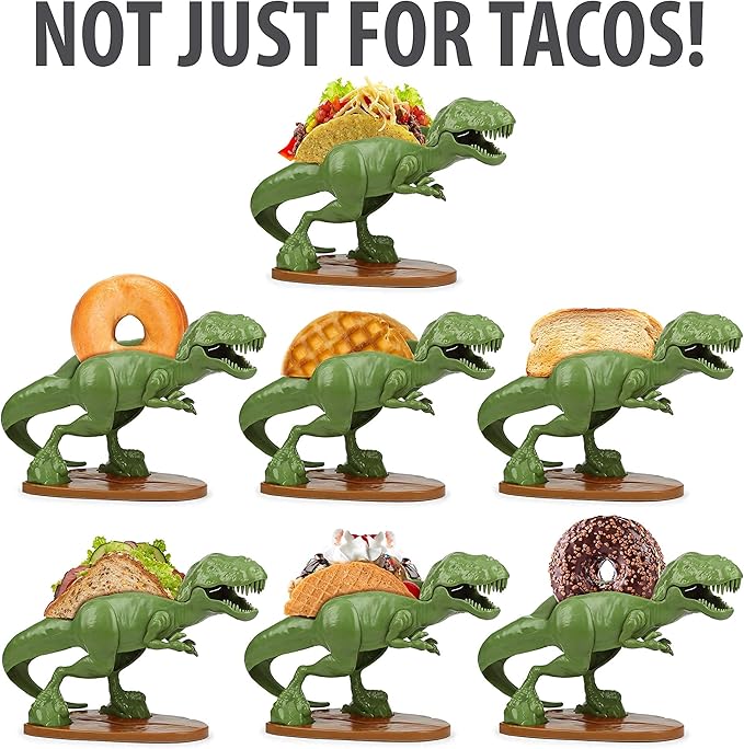 Tacosaurus Rex Dinosaur Taco Holder and Nachosaurus Nacho and Snack Dish Set