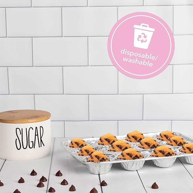 PLASTICPRO Aluminum Foil Mini Muffin Pans Reusable and Disposable, Holds 12 Mini Cupcakes/Muffin foil Pan Pack of 10