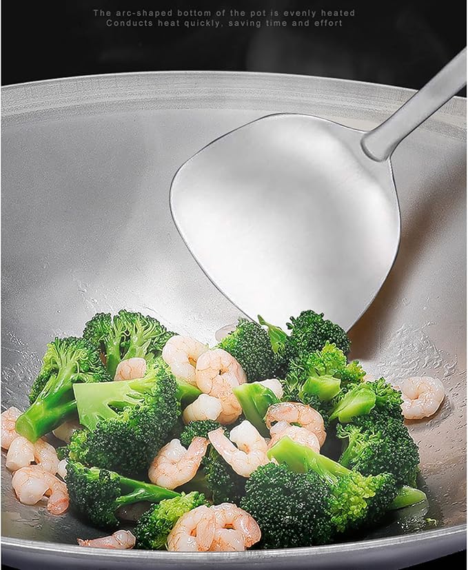 Large Iron Wok, Commercial Large Iron Wok Pan, Double Ear Wok, Not Easy to Rust,50x50x16cm