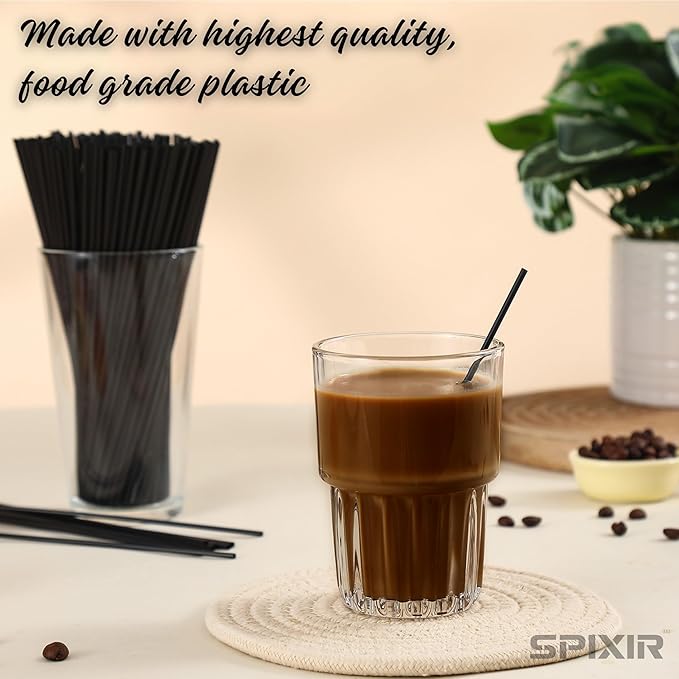 Coffee Stirres, Disposable 7.87-inch Drinking Straws or Coffee-Stirs, 2000pcs Black Straws CoffeeBar Accessories or Cocktail Straws