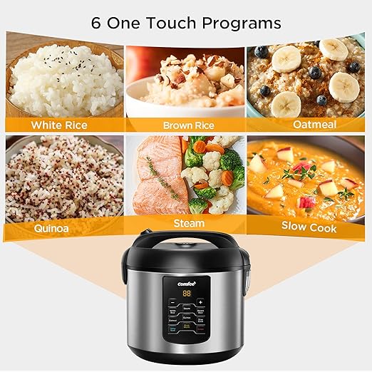 COMFEE' 2QT Multi Cooker Bundle with Zojirushi 3-Cup Rice Cooker, Stainless Steel
