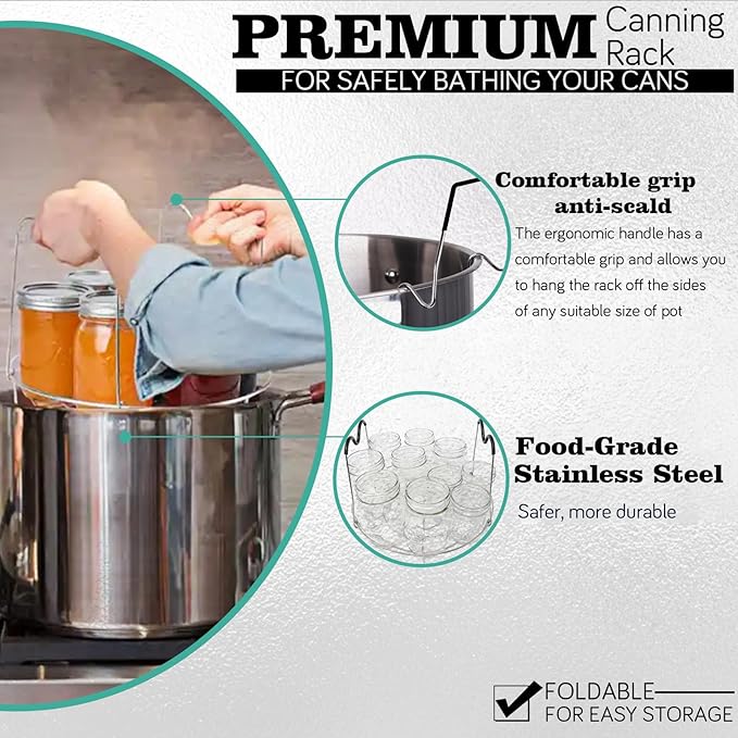 Canning Pot-Canning supplies starter kit, Stainless Steel Canning Tool Kits Set for Beginners, Water bath canner with rack for canning