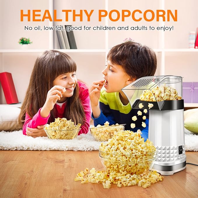 Oil-Free Popcorn Machine – Quick Popcorn in 2-3 Minutes, 4.5 Quart