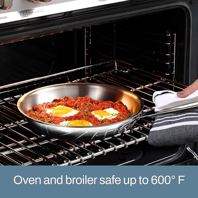All Clad- D3 12-inch Stainless Steel Frying Pan- 3-Ply Made in USA Cookware-Built to Outlast since 1971- Oven Safe- Induction Compatible