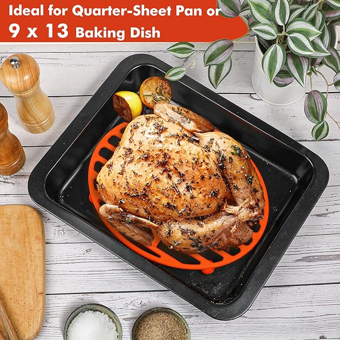 Webake 11x8 Inches Roasting Rack for Quarter & Half Sheet Pan, Silicone Oval Kitchen Rack for Roasting Pan Set of 2