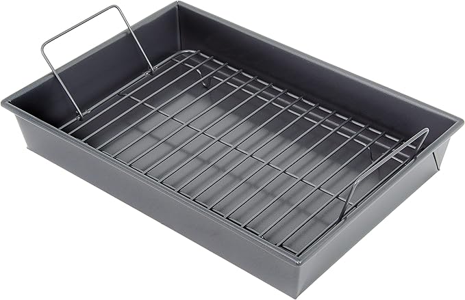 Chicago Metallic Professional Non-Stick Roast Pan with Non-Stick Rack, 13-Inch-by-9-Inch
