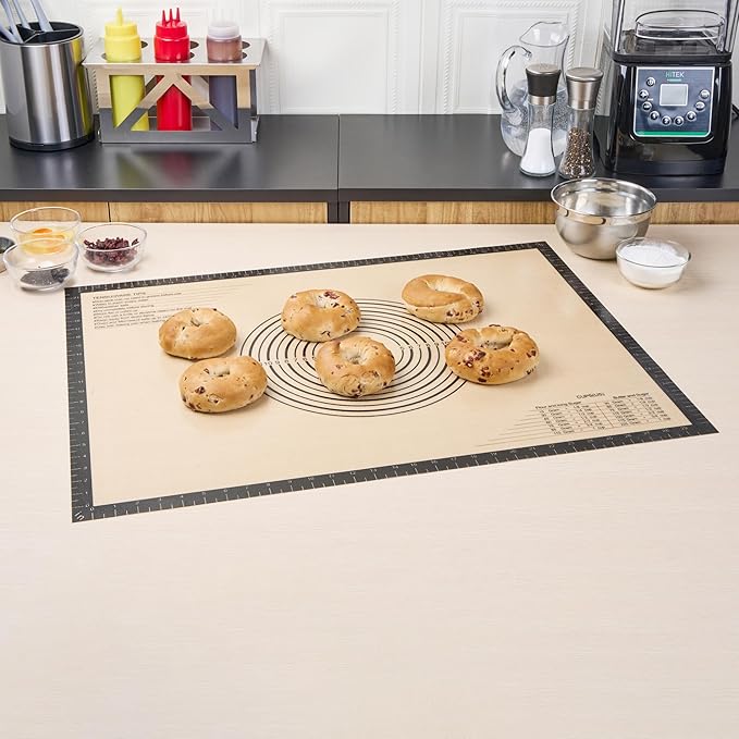 Restaurantware Baking Mat Pack of 1 Non-Stick 23.6"x31.5" Silicone Extra Large Baking Mat, Rectangle Reusable Durable Anti-Slip Sheet with Measurement Markings for Kneading Rolling Shaping Dough
