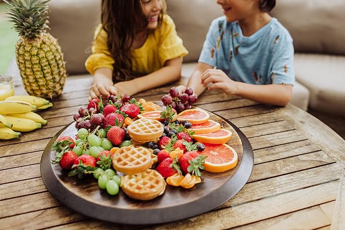PICNIC TIME NFL Unisex NFL Lazy Susan Serving Tray, Wooden Turntable Round Charcuterie Board, Cheese Serving Platter