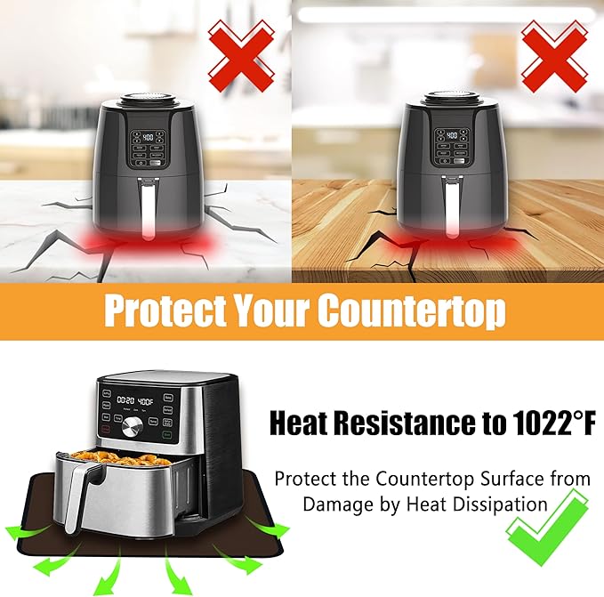 Heat Resistant Mat for Air Fryer, Oven, 16x20in Hot Pads for Kitchen Counter Heat Protector, Under Coffee Maker Mats for Quartz Countertop Protector