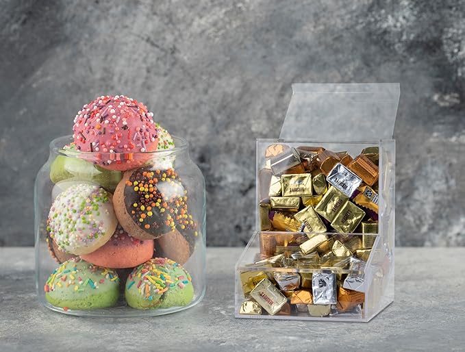 Inevibe Candy Dispenser - Bulk Acrylic Storage Holder with Two Lids for Countertop or Wall Mount - Store Chocolate, Treats, Sweets, and Snacks (1)