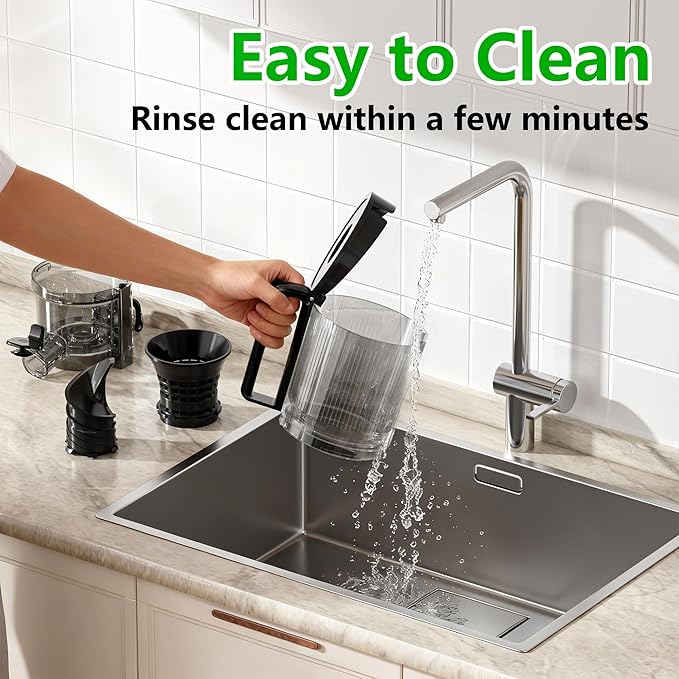 Cold Press Juicer, Juicers Machines - 5.3" Large Feed Chute for Whole Fruits & Vegetables, Powerful AC Brushless Motor, 99% Juice Yield, Ultra Quiet, Easy Clean, Extra one Replace juicer strainer