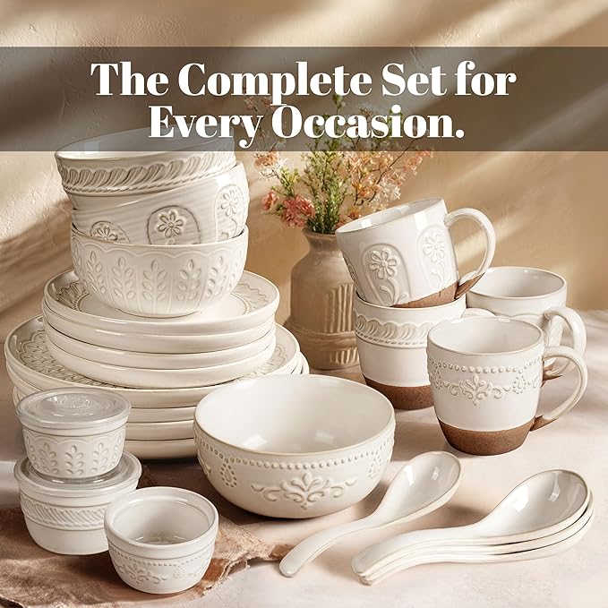 Artena Ramekins Oven Safe, Creme Brulee Ramekins, Embossed White Ceramic Ramiken, Souffle Pudding Custard Cups, Baking Dish, Dipping Bowls, Sauce Cups, Set Of 4 (Willow Leaf, 8 oz)