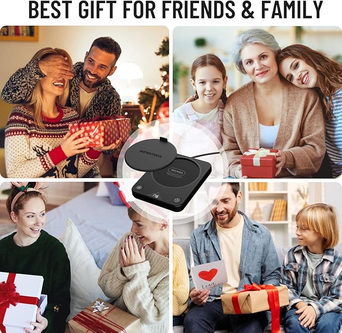 Mug Warmer, Coffee Mug Warmer with 3 Temperature Settings, Coffee Warmer for Desk Auto Shut Off, Portable Candle Warmer Plate for Bevarages, Tea, Various Cups, Mom Gifts for Mothers Day