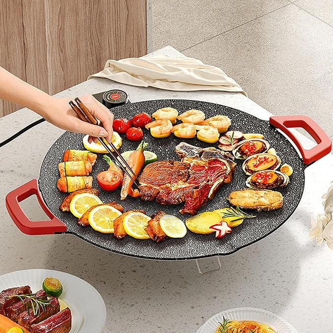 Indoor Grills Electric Smokeless – Nonstick Electric Griddle for Indoor Use, Fast-Heating Compact & Versatile Cooking for Steaks, Pancakes, and BBQ (15.7inch)(15.8in)