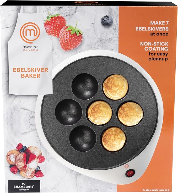 MasterChef Electric Ebelskiver Maker Delicious Homemade Japanese Takoyaki, Donut Holes, Cake Pops, Octopus Balls, Aebleskivers, Danish- Nonstick Easy Clean Appliance, Fun Gift