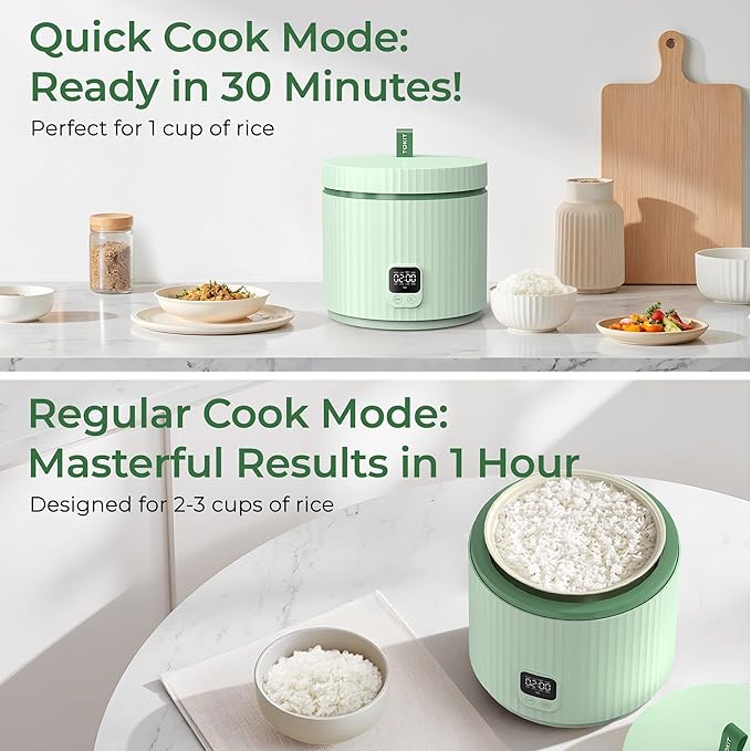 Compact Mini Rice Cooker Small Kitchen 3-Cup (Uncooked) / 6-Cup (Cooked), Non Stick Ceramic Inner Pot Rice Maker, 24H Timer Delay, Auto Keep Warm, 8 Functions Multicooker For Brown Rice, Steam, Soup