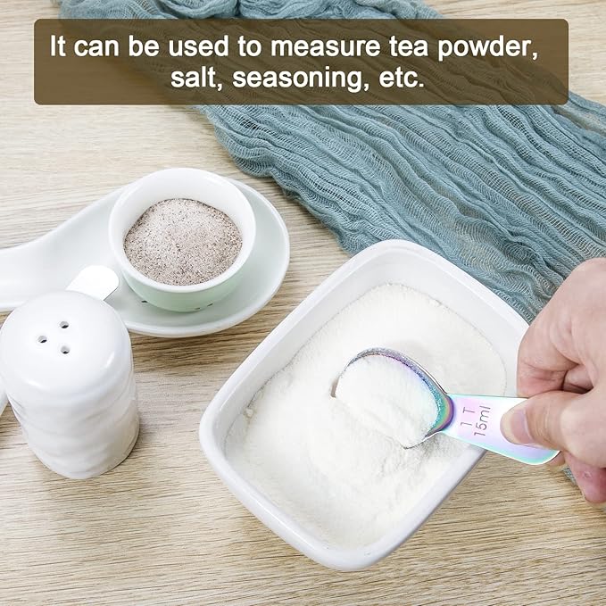 Safring Stainless steel coffee scoop 2-piece set (1 tbsp, 2 tbsp) durable Tablespoon, ergonomic measuring spoon, Suitable for small and large jars，short-handled spoon (colored)