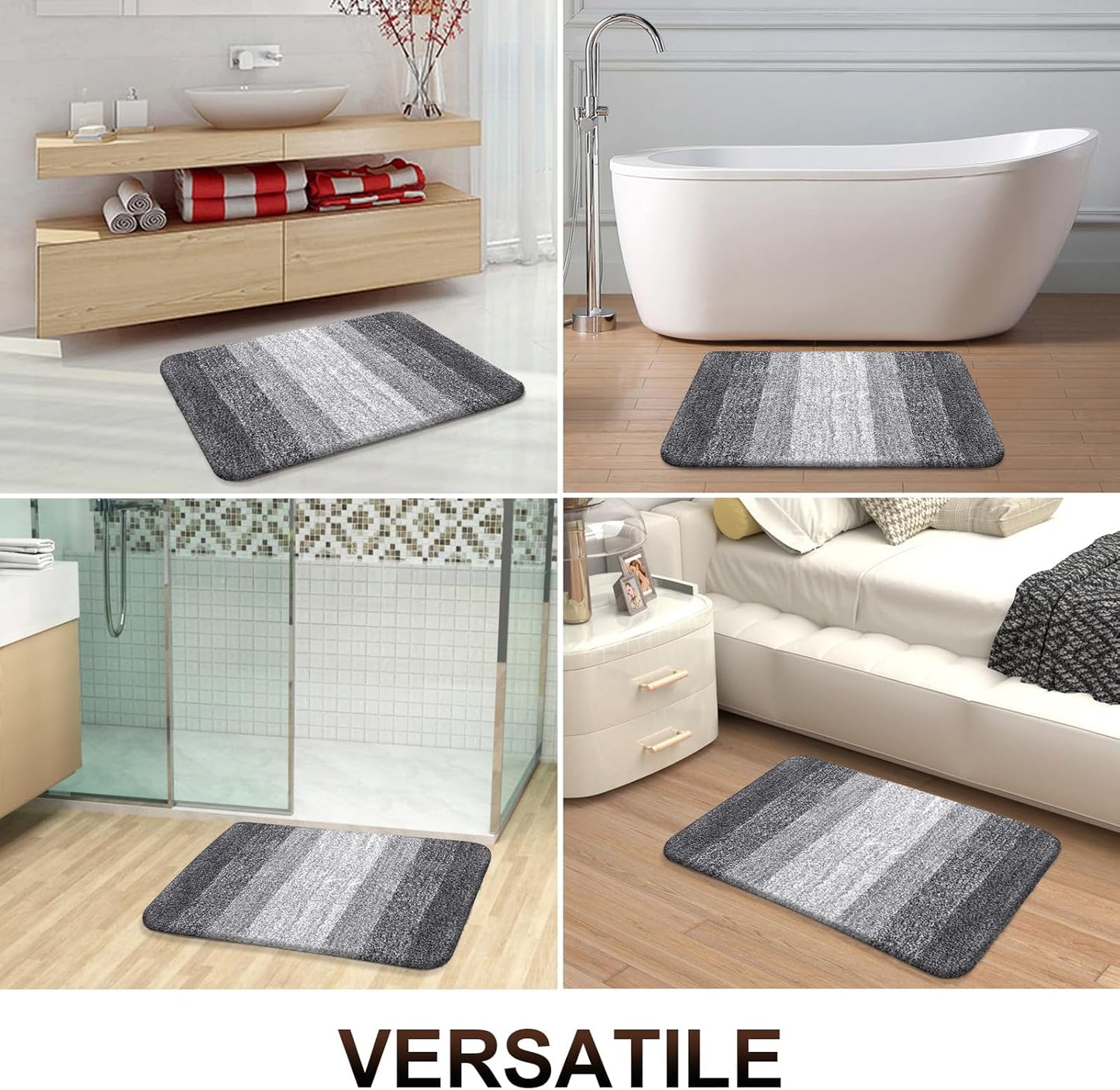 OLANLY Bathroom Rugs Mat 50x30, Extra Soft Absorbent Microfiber Bath Rugs, Rubber Backing, Quick Dry, Machine Washable Bath Mats for Bathroom Floor, Tub and Shower, Home Decor Accessories, Grey
