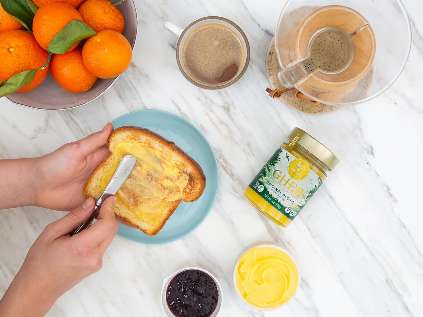 4th & Heart Original Grass-Fed Ghee, Clarified Butter, Keto, Pasture Raised, Lactose and Casein Free, Certified Paleo (16 Ounces)