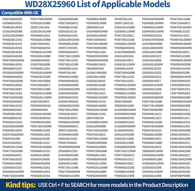 WD28X25960 Lower Dishwasher Rack Replacement Compatible with GE Dishwasher PDW7880G00SS GDWT368V55SS Dishwasher rack Assembly Part Numbers WD12X10380 WD28X10071 WD28X10073 WD28X10075 WD28X10078