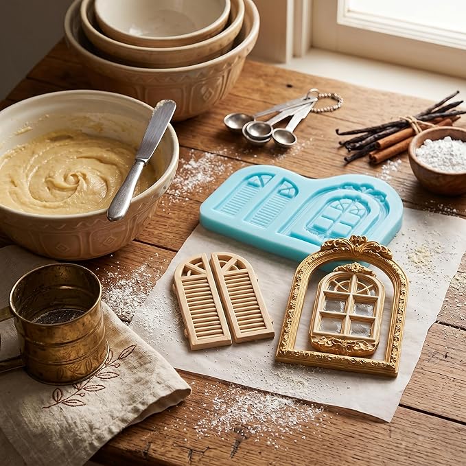 Window Fondant Molds Window Silicone Chocolate Mold for Cake Decorating Cupcake Topper Candy Gum Paste Polymer Clay