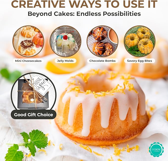 O’Creme Mini Flan Molds Pan – Reusable Bakeable Plastic Flanera/Molde Para Gelatina & Chocoflan – Non-Stick Silicone Baking Cups For Baking and Much More - 50 QTY Pack