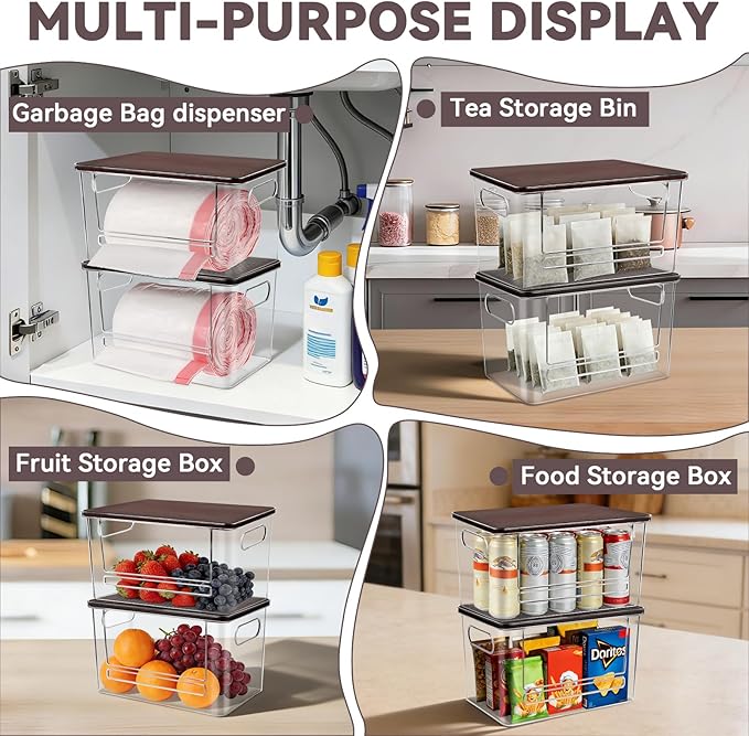 Trash Bag Dispenser, Trash Bag Holder Dispenser with Bamboo Top, Extra Large Garbage Bag Holder Dispenser Trash Bag Organizer Under Sink for Kitchen, Pantry, Laundry Room