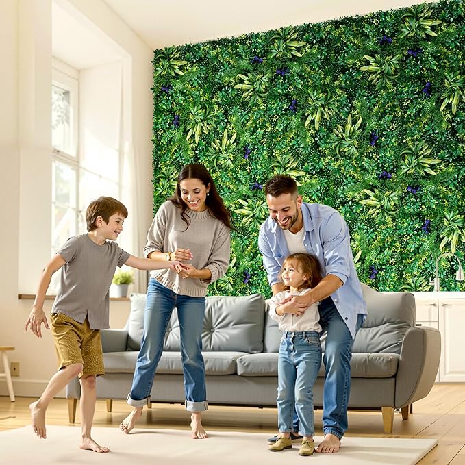 VEVOR Artificial Grass Wall Panels, 8 PCS 20 x 20 inch, 3D Combination Greenery Boxwood Panel for Indoor Outdoor Green Decor & Ivy Fence Covering, Privacy Backdrop Wall Hedge Screen for Garden