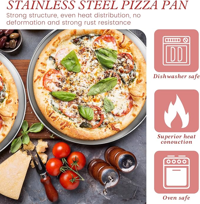 12 Pcs Pizza Stand Set: 4 Metal Stands, 4 Pizza Pans, 4 Spatulas for Weddings, Party(Silver,Round)