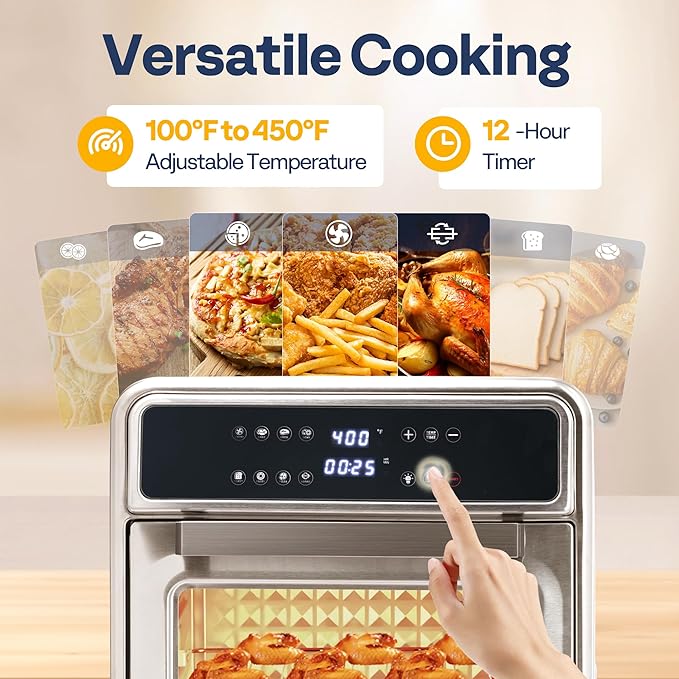 VIVOHOME 21 Qt Air Fryer Toaster Oven Combo, 8-in-1 Convection Oven Countertop with Rotisserie and Dehydrator with VIVOHOME Stand Mixer, 660W 10 Speed 6 Quart Tilt-Head Kitchen Electric Food Mixer
