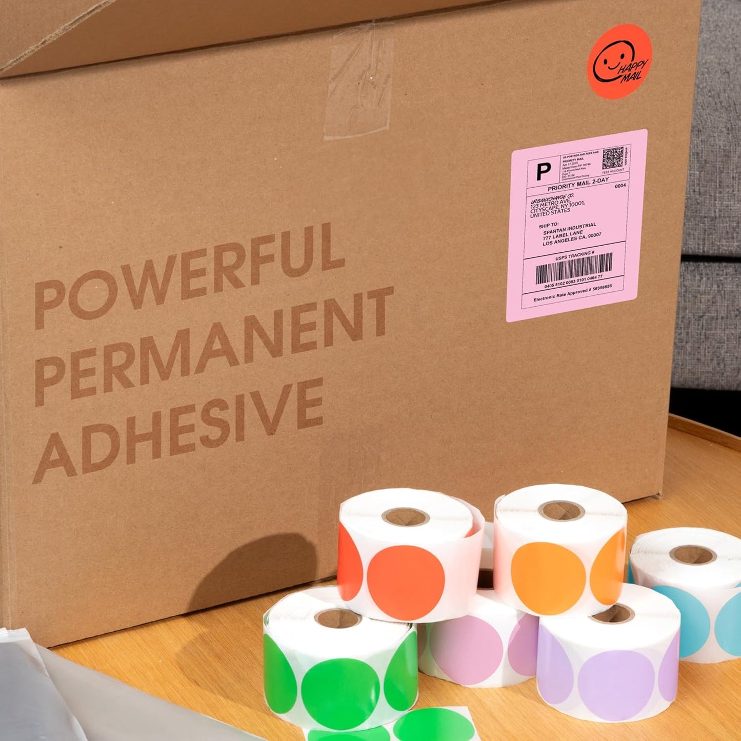 Spartan Industrial - 2" Direct Thermal Labels - Purple Circle Label Stickers for Business Logos, QR Codes, Color Coding, and More (2 Rolls, 750/Roll)