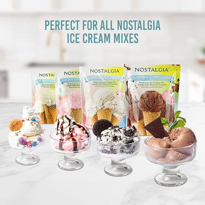 Nostalgia 2-Quart Electric Ice Cream Maker – Make Homemade Ice Cream, Gelato, Sorbet & Frozen Yogurt – No Salt/Ice Needed, Digital Controls, Mix-In Chute & Freezing Gel Canister – Stainless Steel