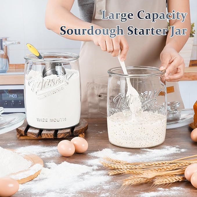 Folinstall 1 Gallon Glass Cookie Jar, Large Glass Jar with Airtight lid, Glass Food Storage Container for Cookies, Candy, Flour, Dog Treats, Coffee, Laundry Room Storage & Pantry