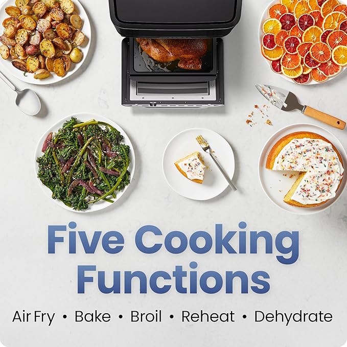 Chefman Air Fryer 6-in-1, XL 14-Quart Multifunctional Airfryer with Touchscreen Controls, Rotisserie, Food Dehydrator, Convection Oven, Bake, Broil, and Reheat Functions, Windowed Door – Black